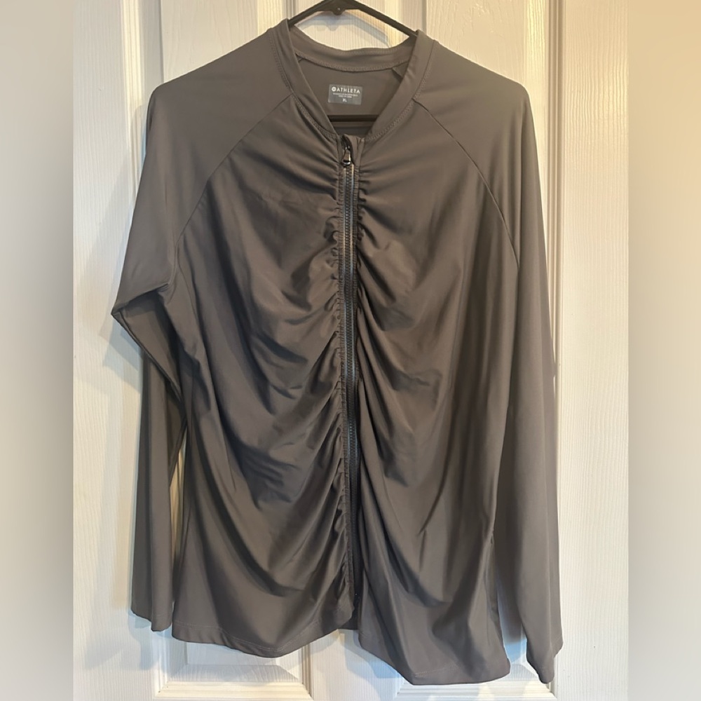Athleta Rouched lightweight sun cover-up/zip up jacket. XL. EUC.